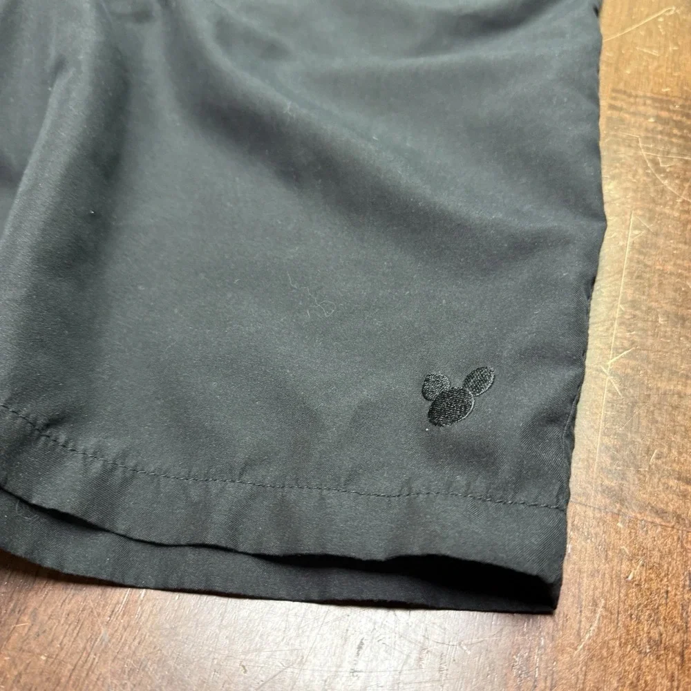 Disney Parks Mickey Mouse Black & White‎ Swim Trunks Mens Size L Elastic Shorts